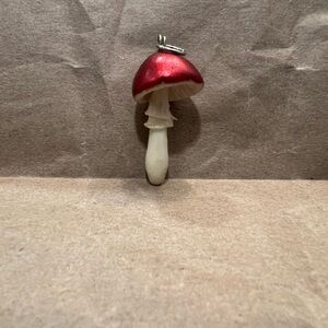 Handmade Clay Red and White Mushroom Pendant